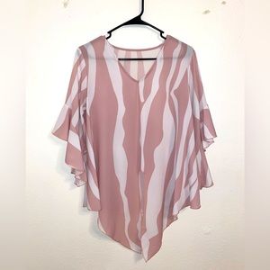 Pink and White Striped Loose long Sleeve Top